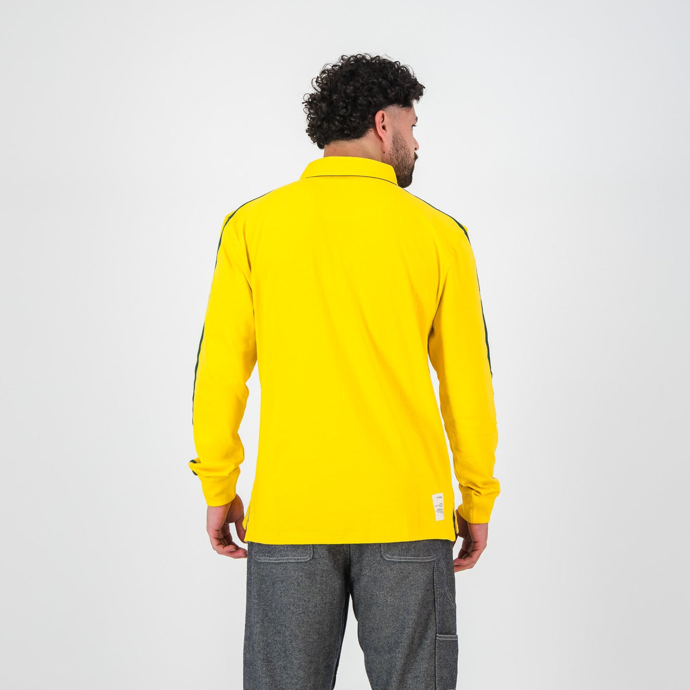 Spectra Yellow SA Rugby Jersey: Premium Cotton, Embroidered Flag, Long Sleeve Design