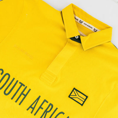 Spectra Yellow SA Rugby Jersey: Premium Cotton, Embroidered Flag, Long Sleeve Design