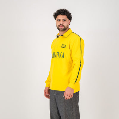Spectra Yellow SA Rugby Jersey: Premium Cotton, Embroidered Flag, Long Sleeve Design