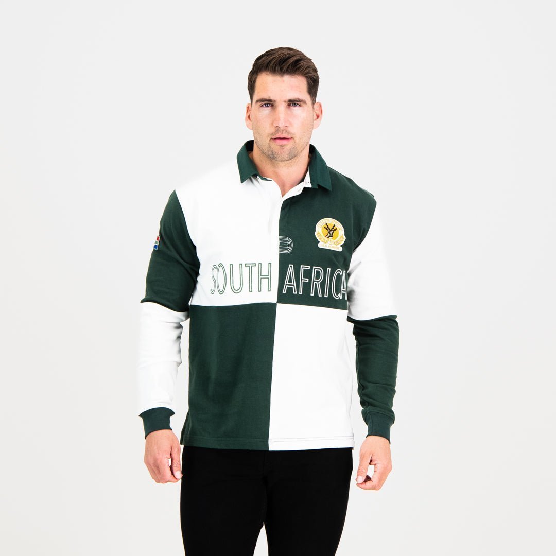 Ultimate South African Rugby Fan Quartered Long Sleeve Jersey - Green & Gold