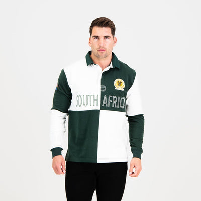 Ultimate South African Rugby Fan Quartered Long Sleeve Jersey - Green & Gold