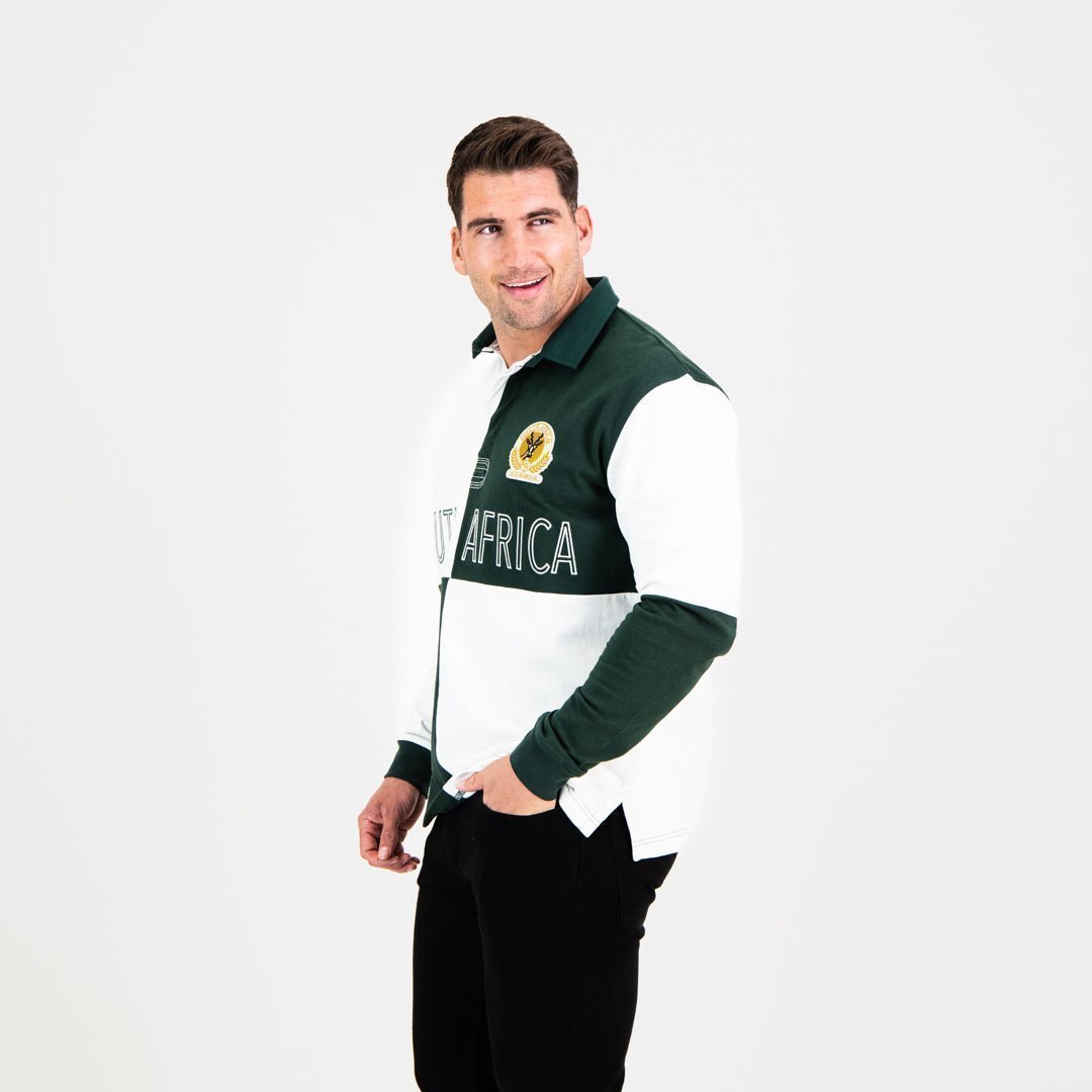 Ultimate South African Rugby Fan Quartered Long Sleeve Jersey - Green & Gold