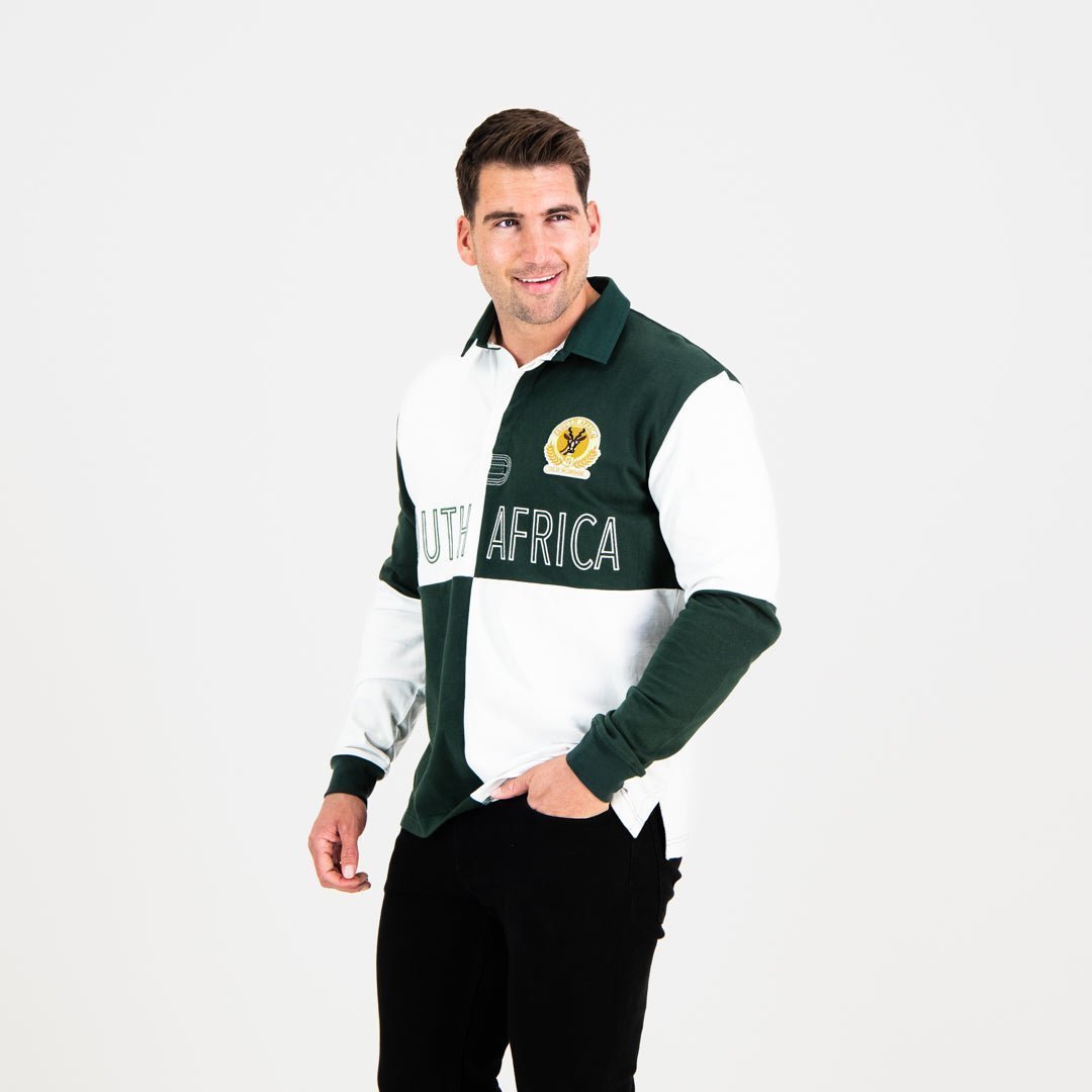 Ultimate South African Rugby Fan Quartered Long Sleeve Jersey - Green & Gold