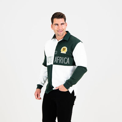 Ultimate South African Rugby Fan Quartered Long Sleeve Jersey - Green & Gold