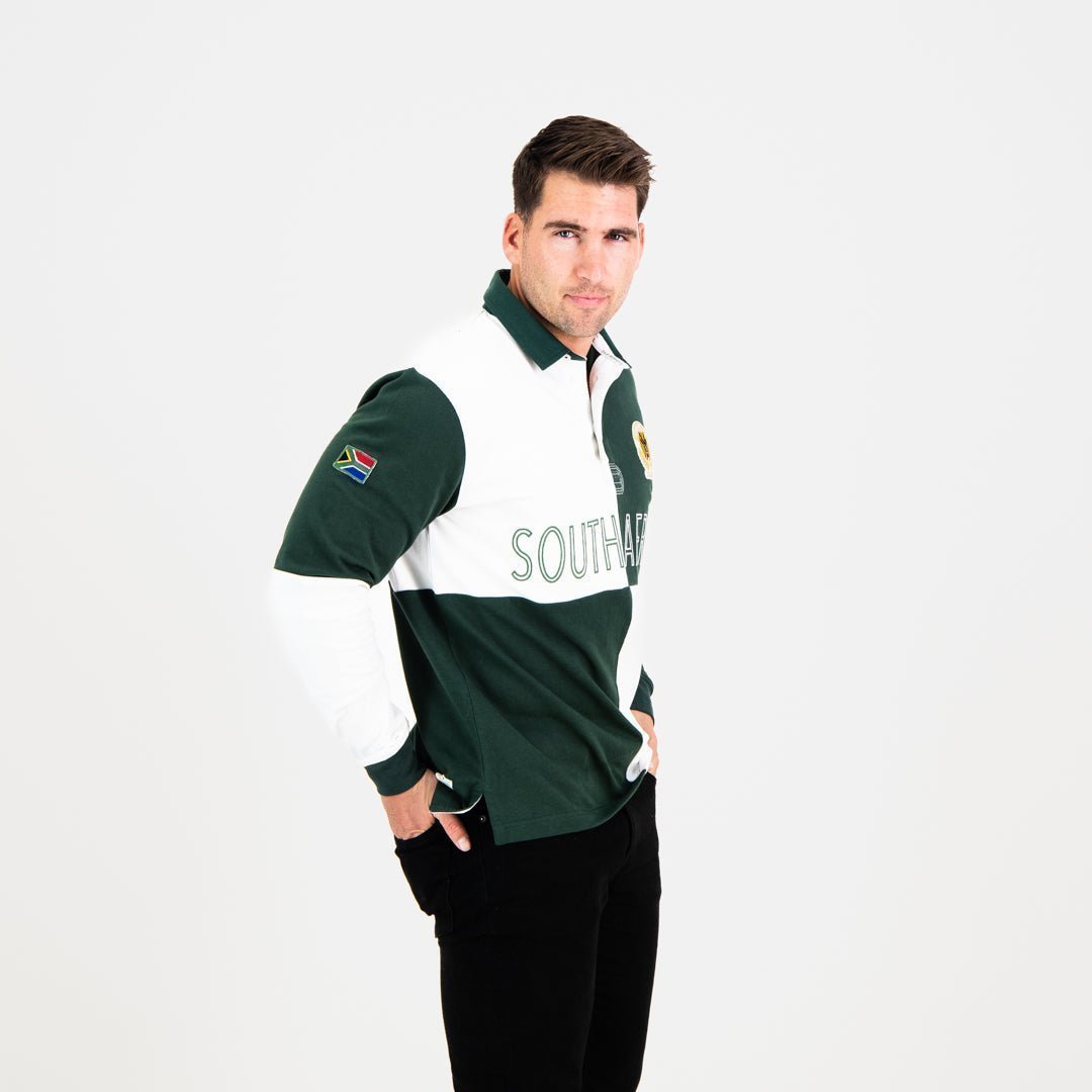 Ultimate South African Rugby Fan Quartered Long Sleeve Jersey - Green & Gold