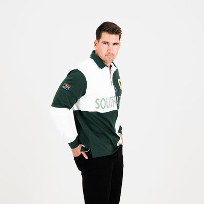 Ultimate South African Rugby Fan Quartered Long Sleeve Jersey - Green & Gold
