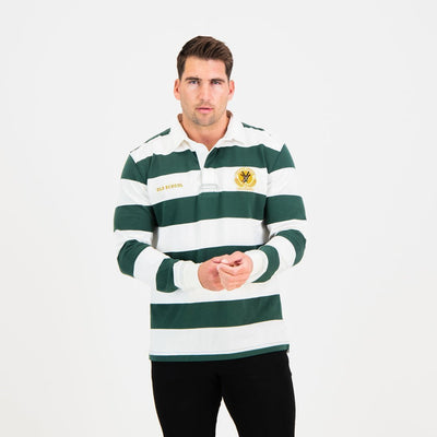 Old School SA Supporters Striped Green Gold Long Sleeve Rugby Jersey