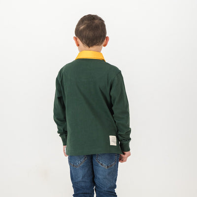 Old School South Africa Youth Rugby Jersey - Green Long Sleeve Heavyweight Cotton