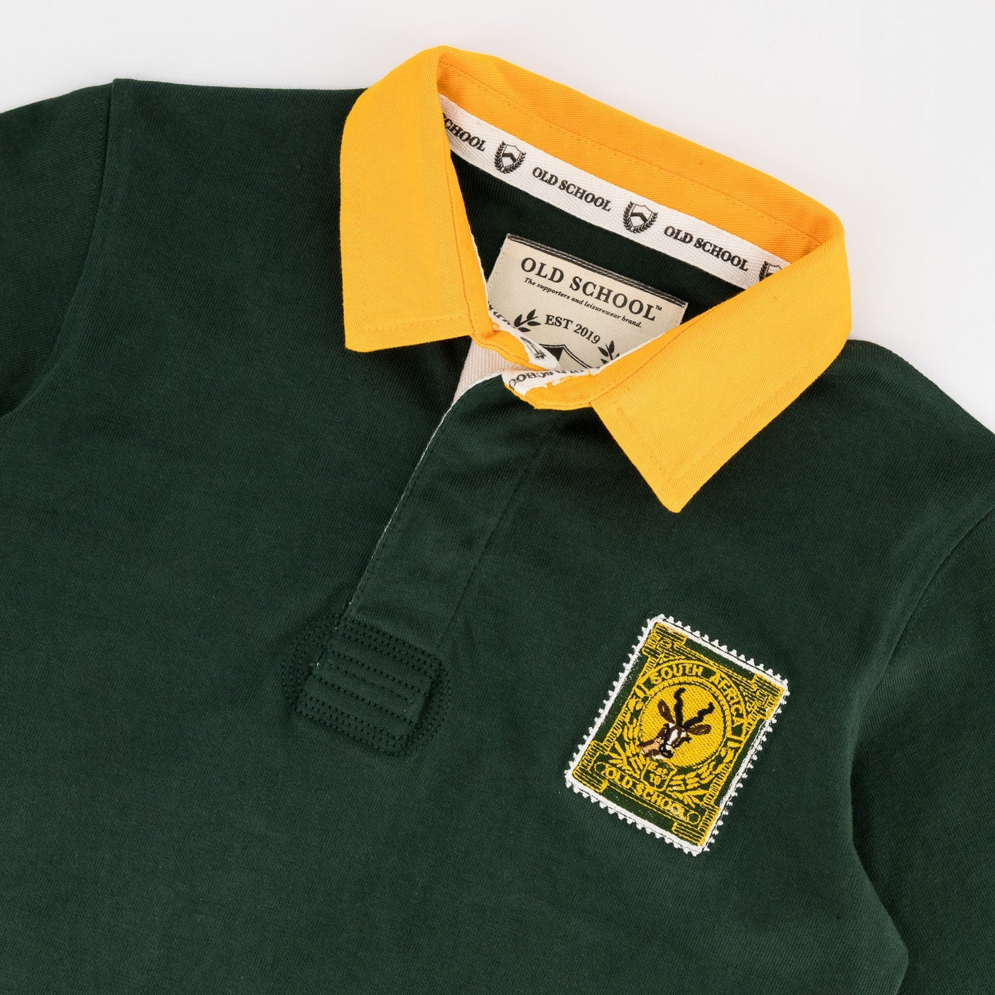 Old School South Africa Youth Rugby Jersey - Green Long Sleeve Heavyweight Cotton