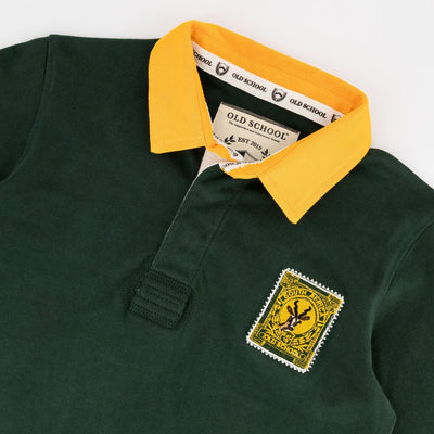 Old School South Africa Youth Rugby Jersey - Green Long Sleeve Heavyweight Cotton