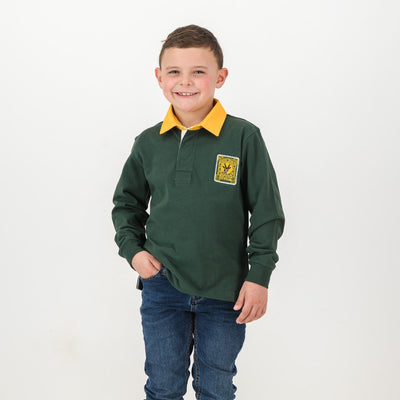 Old School South Africa Youth Rugby Jersey - Green Long Sleeve Heavyweight Cotton