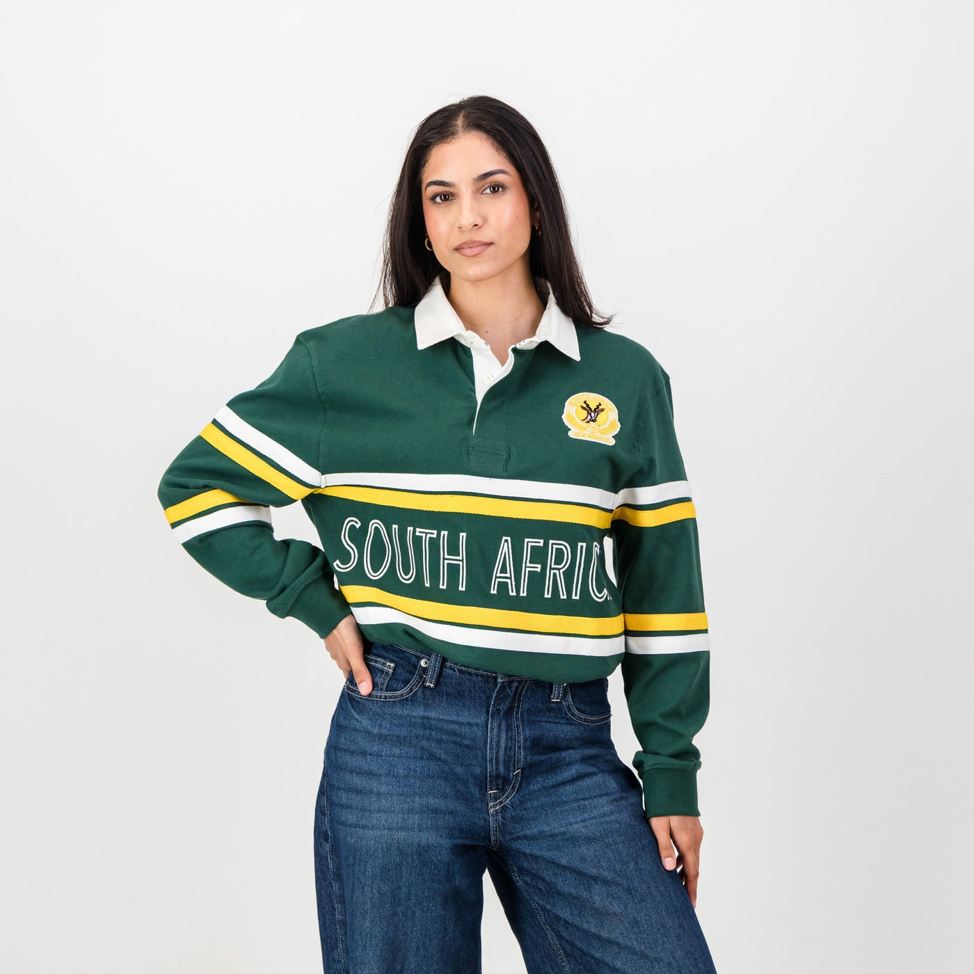 SA Supporters Mid Field Long Sleeve Rugby Jersey - Old School Green