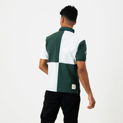 South Africa Supporter Rugby Jersey White Quartered Short Sleeve Cotton Casual Top