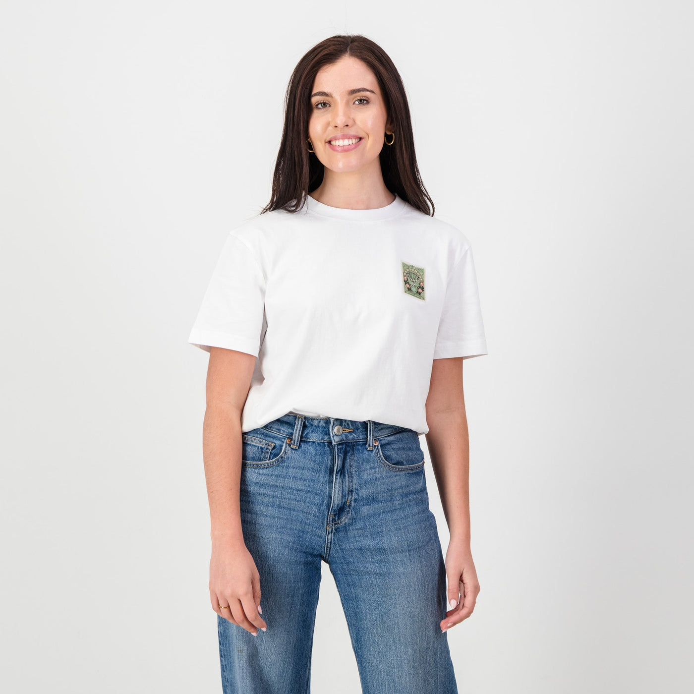 Premium White SA Supporters Stamp Crew Tee - Ultra-Soft Cotton Jersey