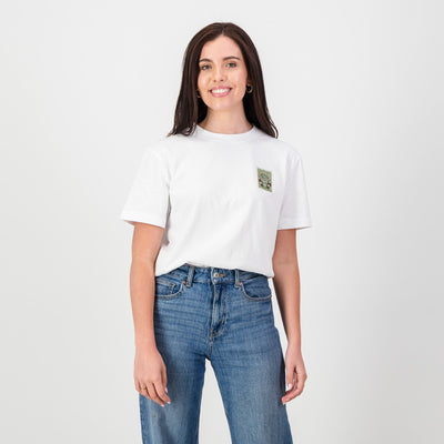 Premium White SA Supporters Stamp Crew Tee - Ultra-Soft Cotton Jersey
