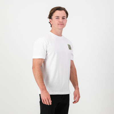 Premium White SA Supporters Stamp Crew Tee - Ultra-Soft Cotton Jersey