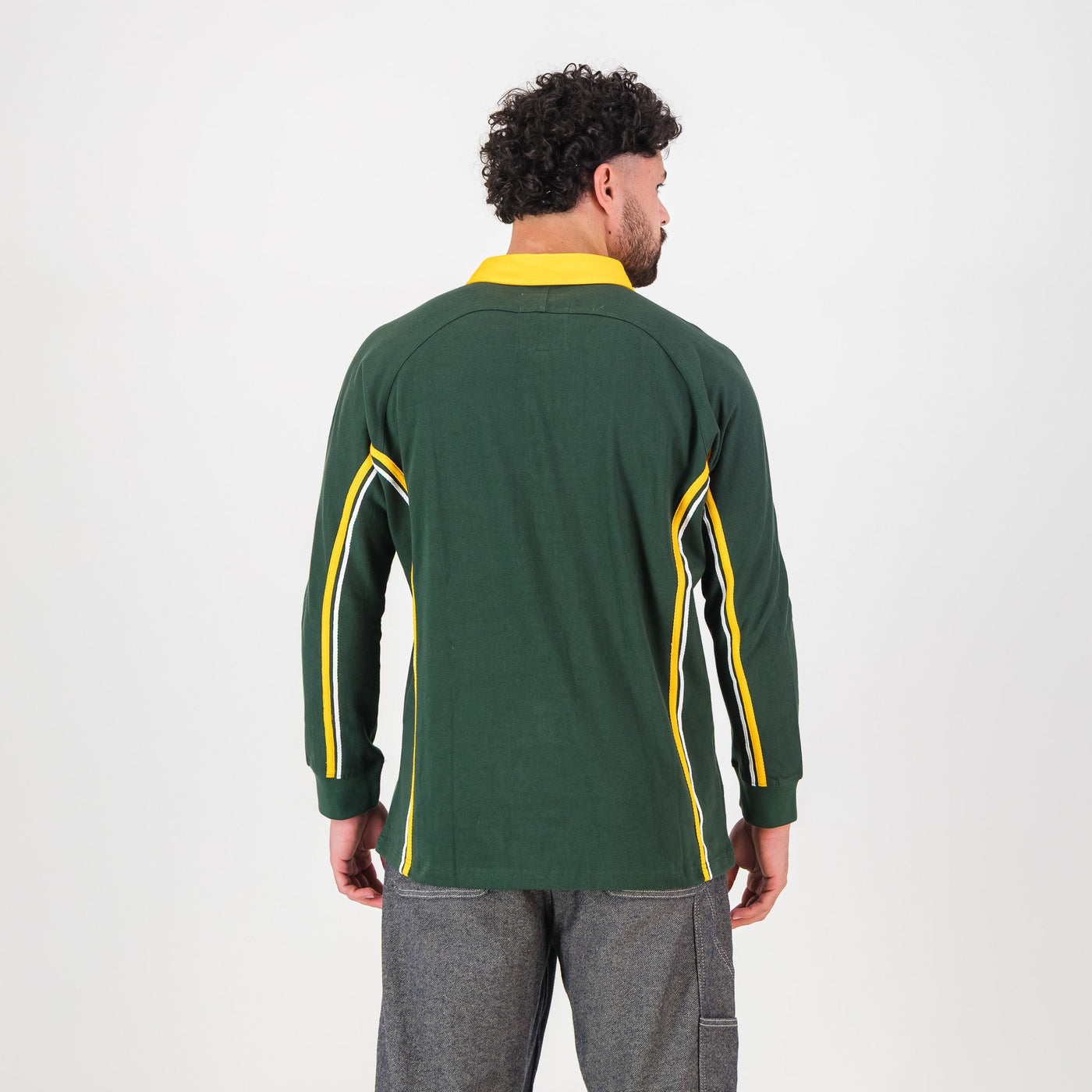 Premium SA Supporters Long Sleeve Rugby Jersey - OS Green Cotton Blend