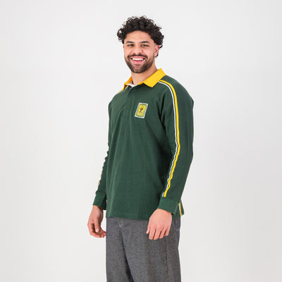 Premium SA Supporters Long Sleeve Rugby Jersey - OS Green Cotton Blend