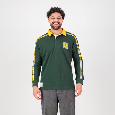Premium SA Supporters Long Sleeve Rugby Jersey - OS Green Cotton Blend