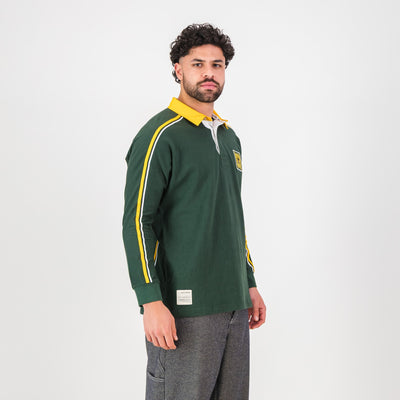 Premium SA Supporters Long Sleeve Rugby Jersey - OS Green Cotton Blend