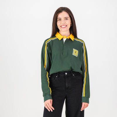 Premium SA Supporters Long Sleeve Rugby Jersey - OS Green Cotton Blend
