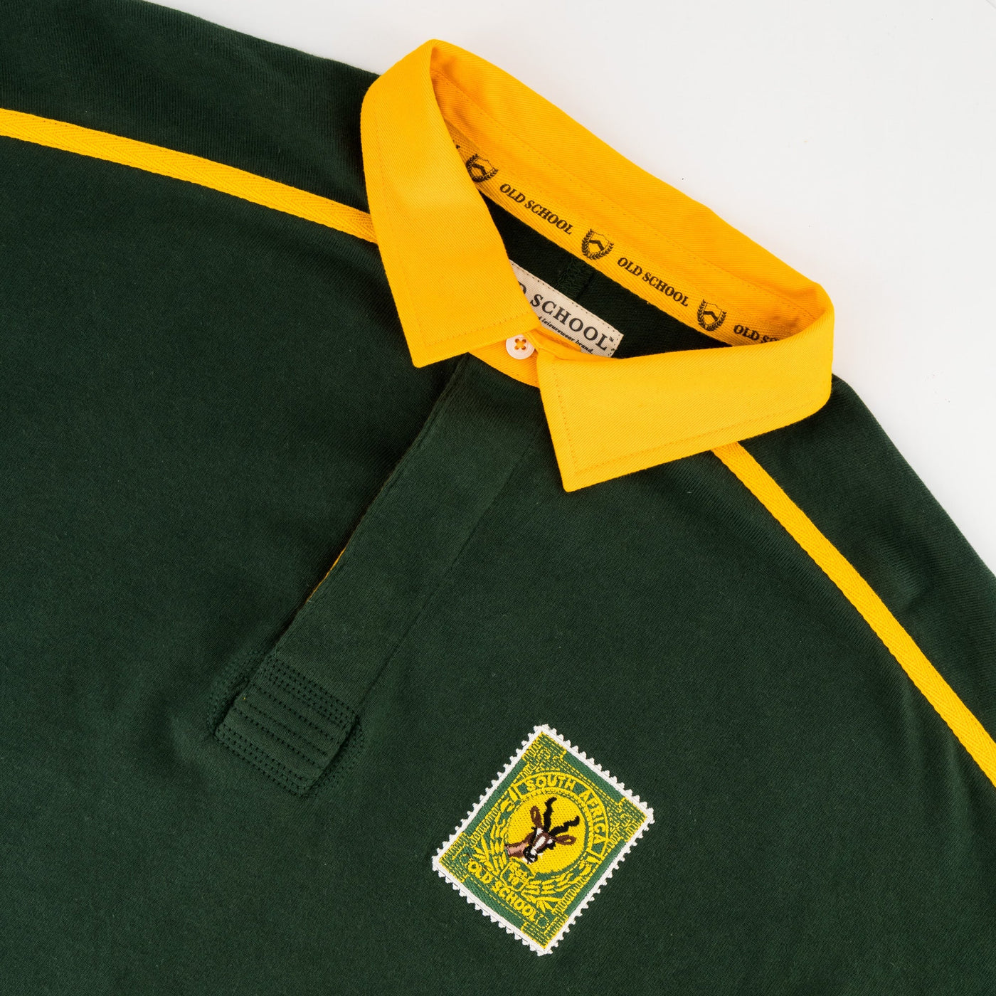 SA Supporters Old School Green Heavyweight Cotton Raglan Long-Sleeve Rugby Jersey