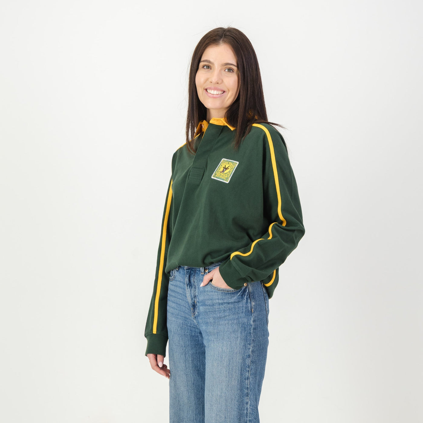 Premium Twill Raglan Long Sleeve Rugby Jersey - SA Supporters OS Green