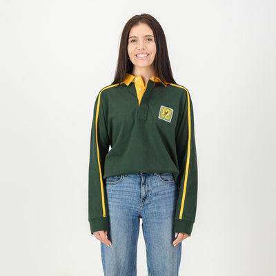 SA Supporters Old School Green Heavyweight Cotton Raglan Long-Sleeve Rugby Jersey