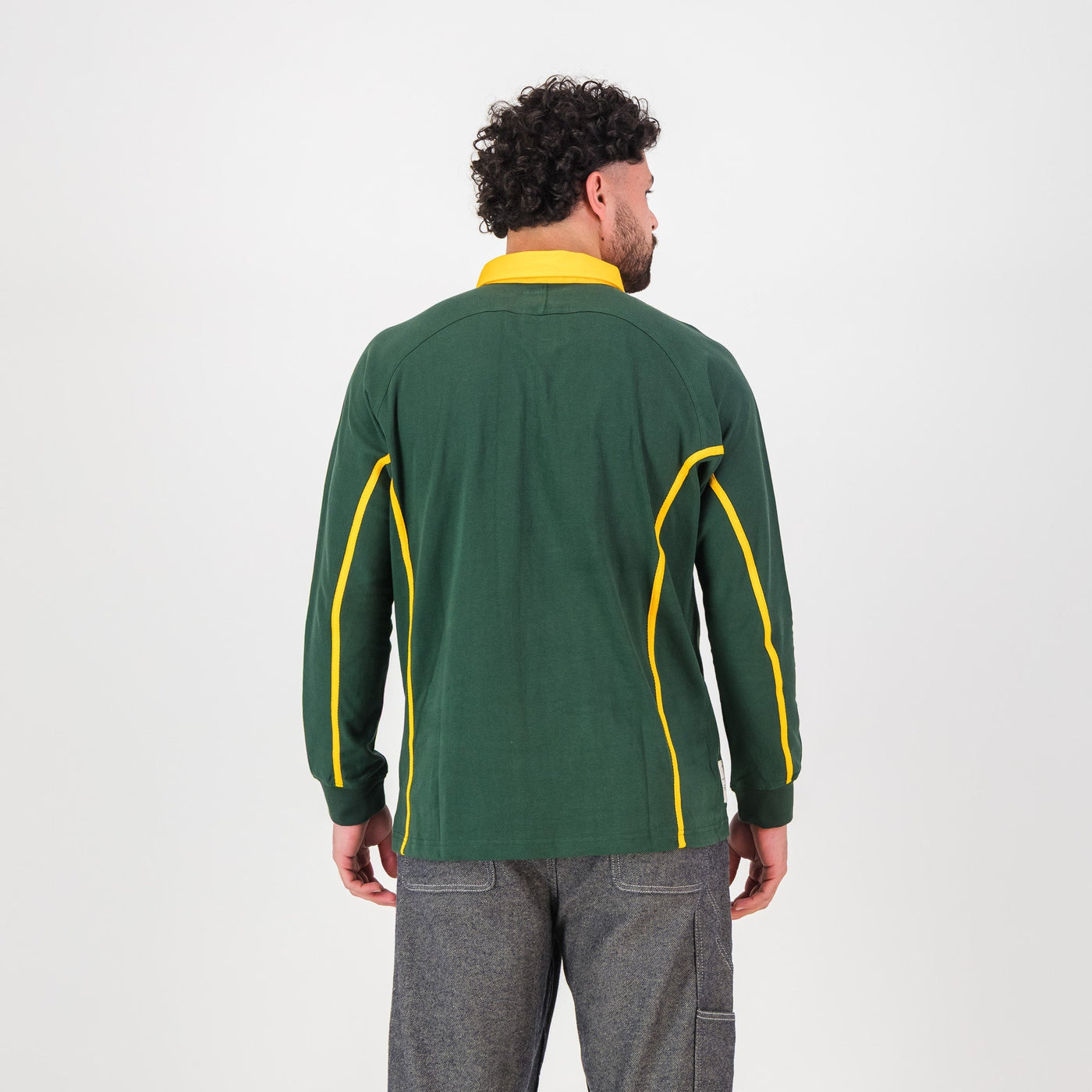 SA Supporters Old School Green Heavyweight Cotton Raglan Long-Sleeve Rugby Jersey