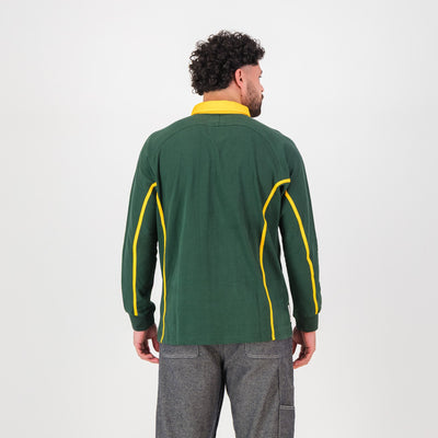 SA Supporters Old School Green Heavyweight Cotton Raglan Long-Sleeve Rugby Jersey