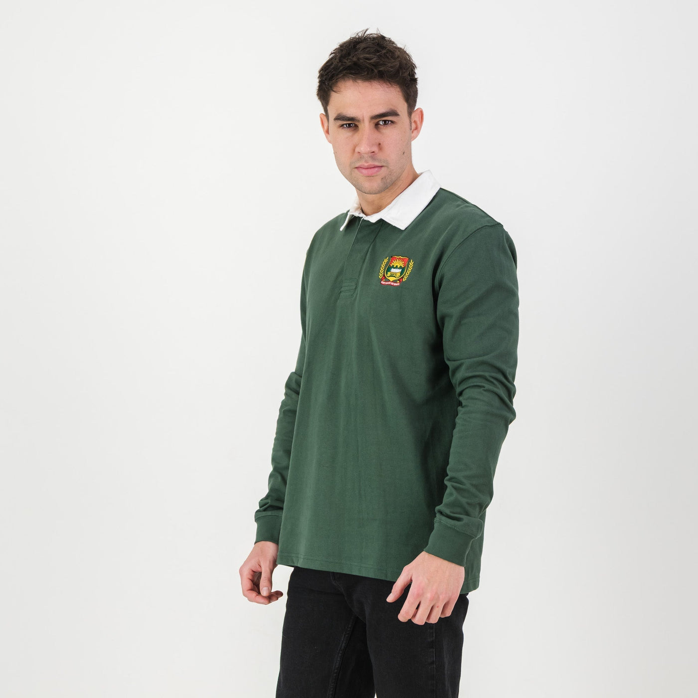 Affies OS Green Rugby Jersey: Premium Cotton, Long Sleeve, Classic School Spirit