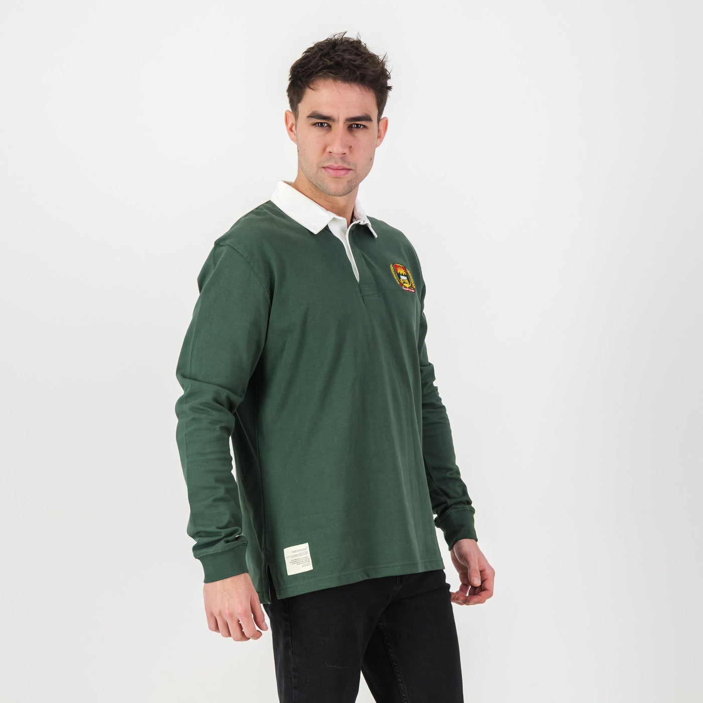 Affies OS Green Rugby Jersey: Premium Cotton, Long Sleeve, Classic School Spirit