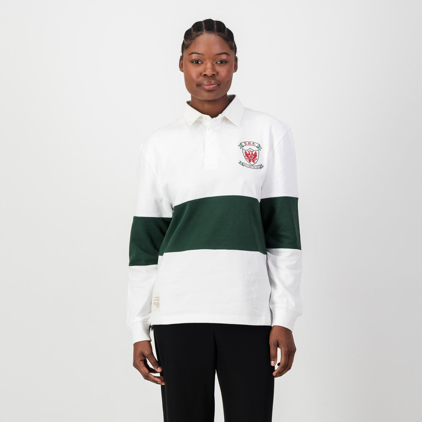 Ermelo Höerskool Rugby Jersey: Classic White Design, Durable Cotton, School Spirit