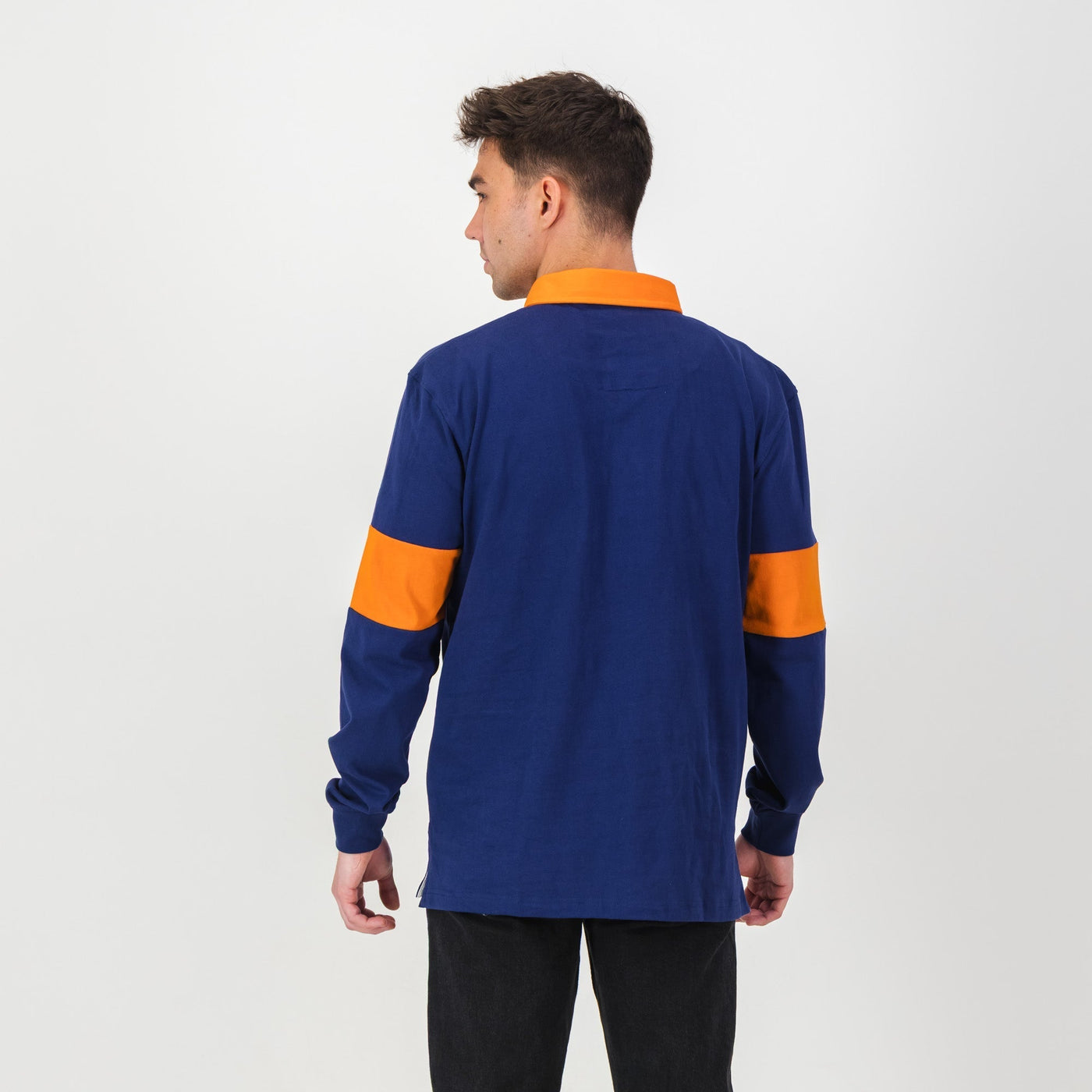 Official Grey College Bloem Long Sleeve Rugby Jersey - Blue Depth Heavyweight Cotton