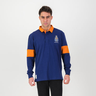 Official Grey College Bloem Long Sleeve Rugby Jersey - Blue Depth Heavyweight Cotton