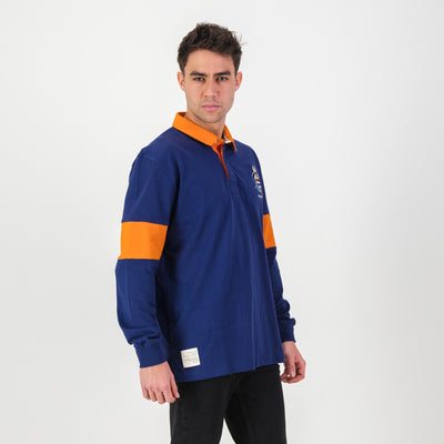 Official Grey College Bloem Long Sleeve Rugby Jersey - Blue Depth Heavyweight Cotton