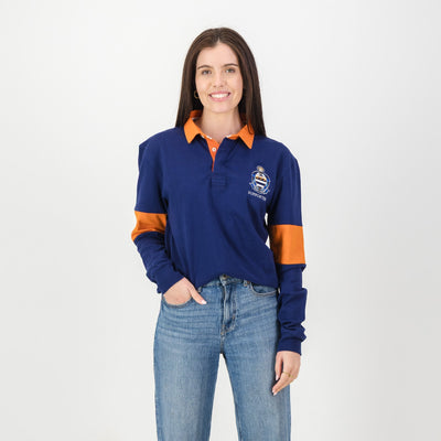 Official Grey College Bloem Long Sleeve Rugby Jersey - Blue Depth Heavyweight Cotton