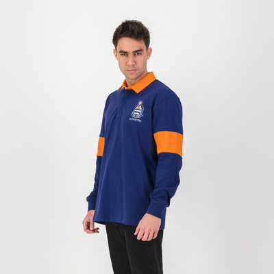 Official Grey College Bloem Long Sleeve Rugby Jersey - Blue Depth Heavyweight Cotton