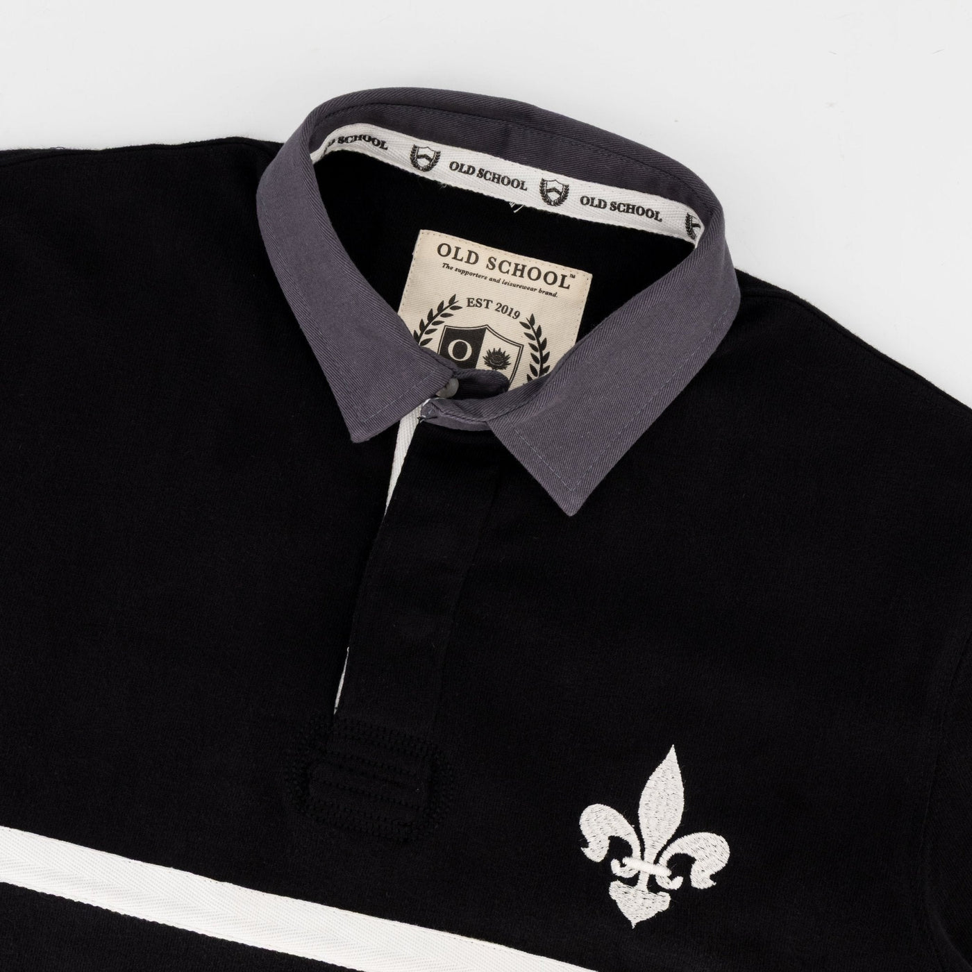 Hilton College Black Long Sleeve Rugby Jersey - Heavyweight Cotton Classic Design