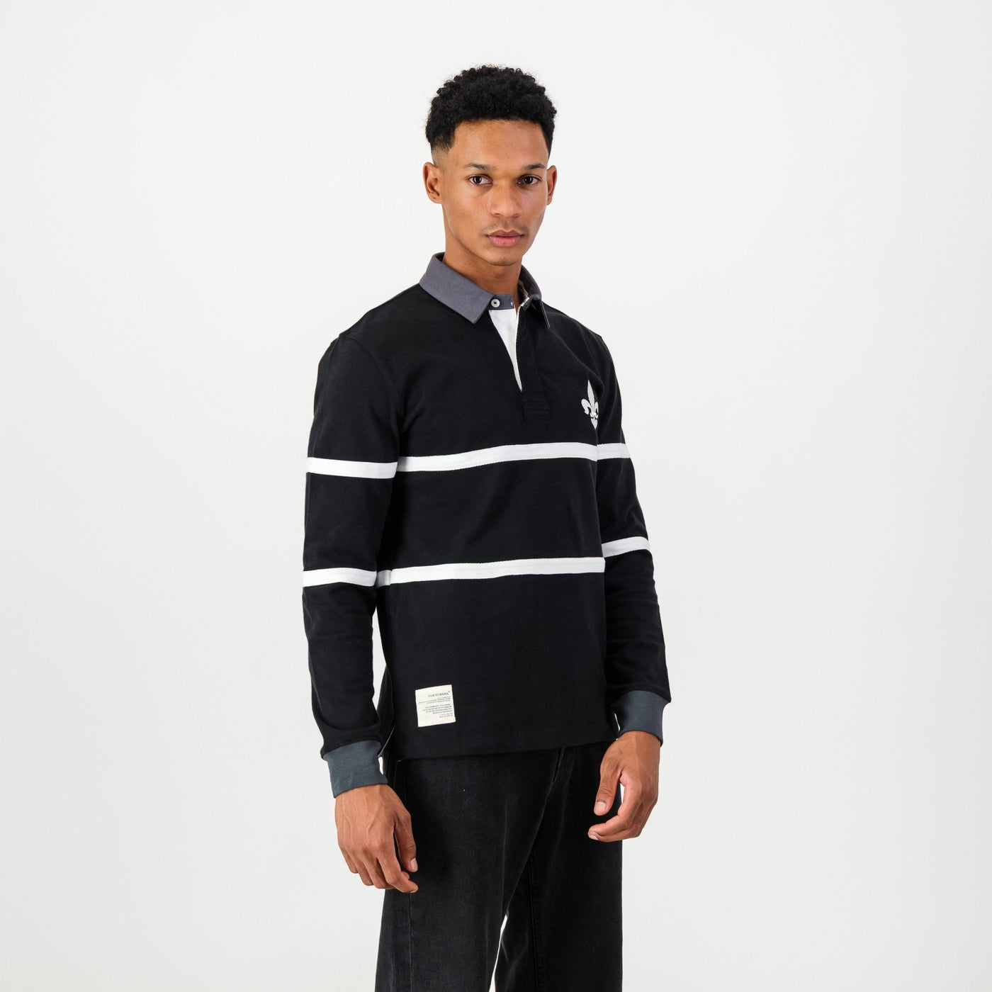 Hilton College Black Long Sleeve Rugby Jersey - Heavyweight Cotton Classic Design