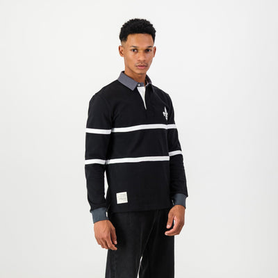 Hilton College Black Long Sleeve Rugby Jersey - Heavyweight Cotton Classic Design