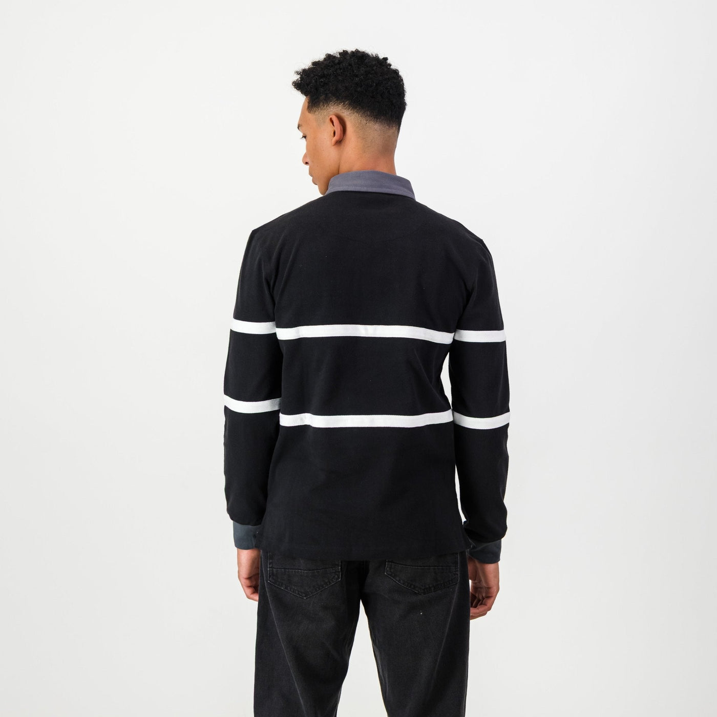 Hilton College Black Long Sleeve Rugby Jersey - Heavyweight Cotton Classic Design