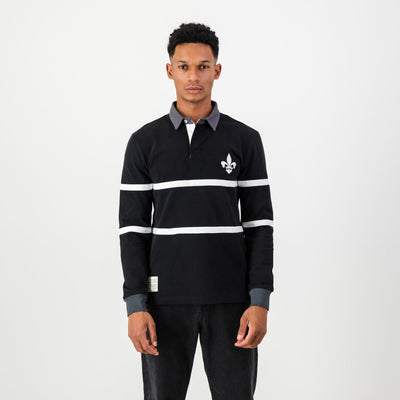 Hilton College Black Long Sleeve Rugby Jersey - Heavyweight Cotton Classic Design