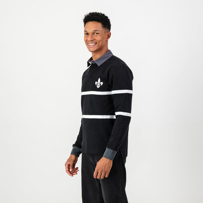 Hilton College Black Long Sleeve Rugby Jersey - Heavyweight Cotton Classic Design