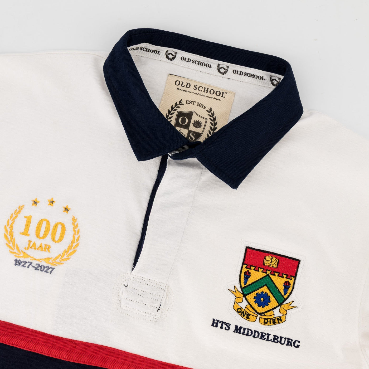 Durable HTS Middelburg Rugby Jersey: Classic Heavyweight Cotton, Embroidered Alumni Style