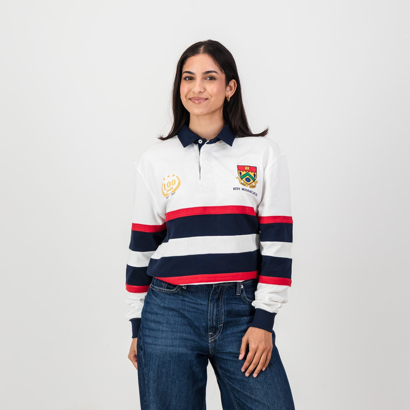 Durable HTS Middelburg Rugby Jersey: Classic Heavyweight Cotton, Embroidered Alumni Style