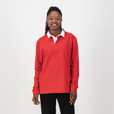 Authentic KES Long Sleeve Rugby Jersey - Heavyweight Cotton - True Red Classic