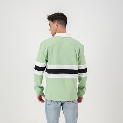 Schools Marlow Sap Green Rugby Jersey: Durable Cotton, Striped Design, Ultimate Comfort