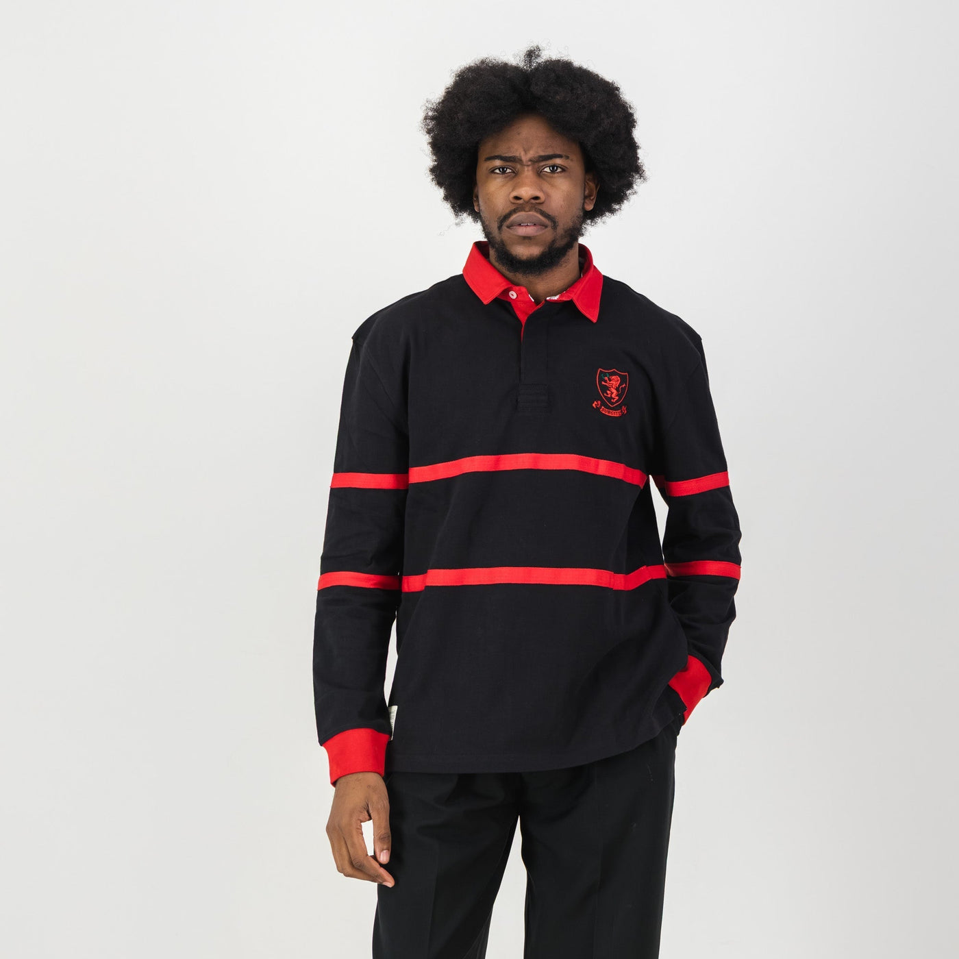 Classic Parktown Boys Long Sleeve Rugby Jersey - Durable Black Cotton Design