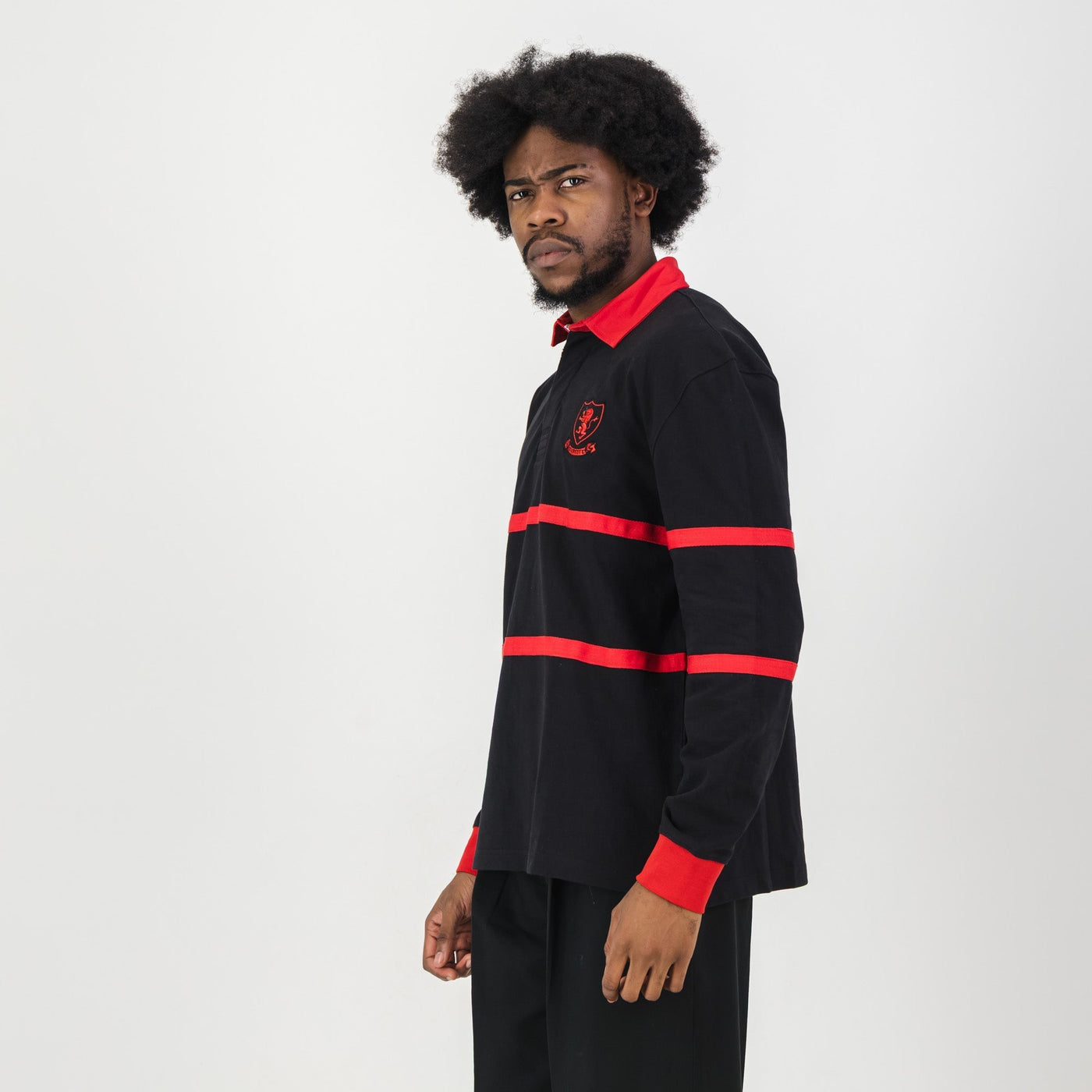Classic Parktown Boys Long Sleeve Rugby Jersey - Durable Black Cotton Design